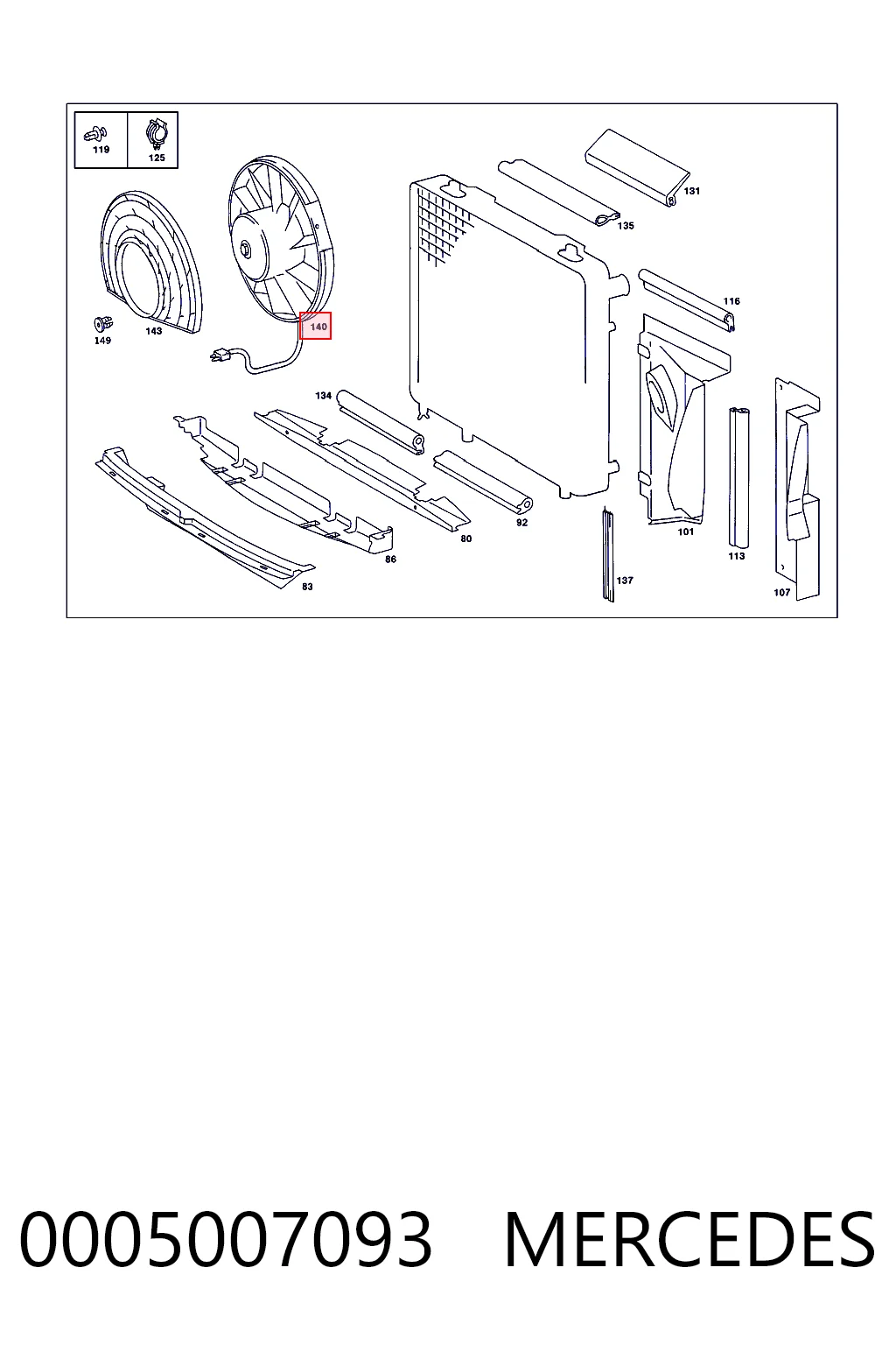 Ventilador del motor 05103653AA Chrysler