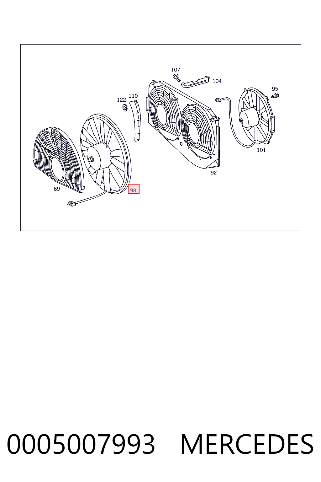 Ventilador de refrigeración del motor Mercedes E 