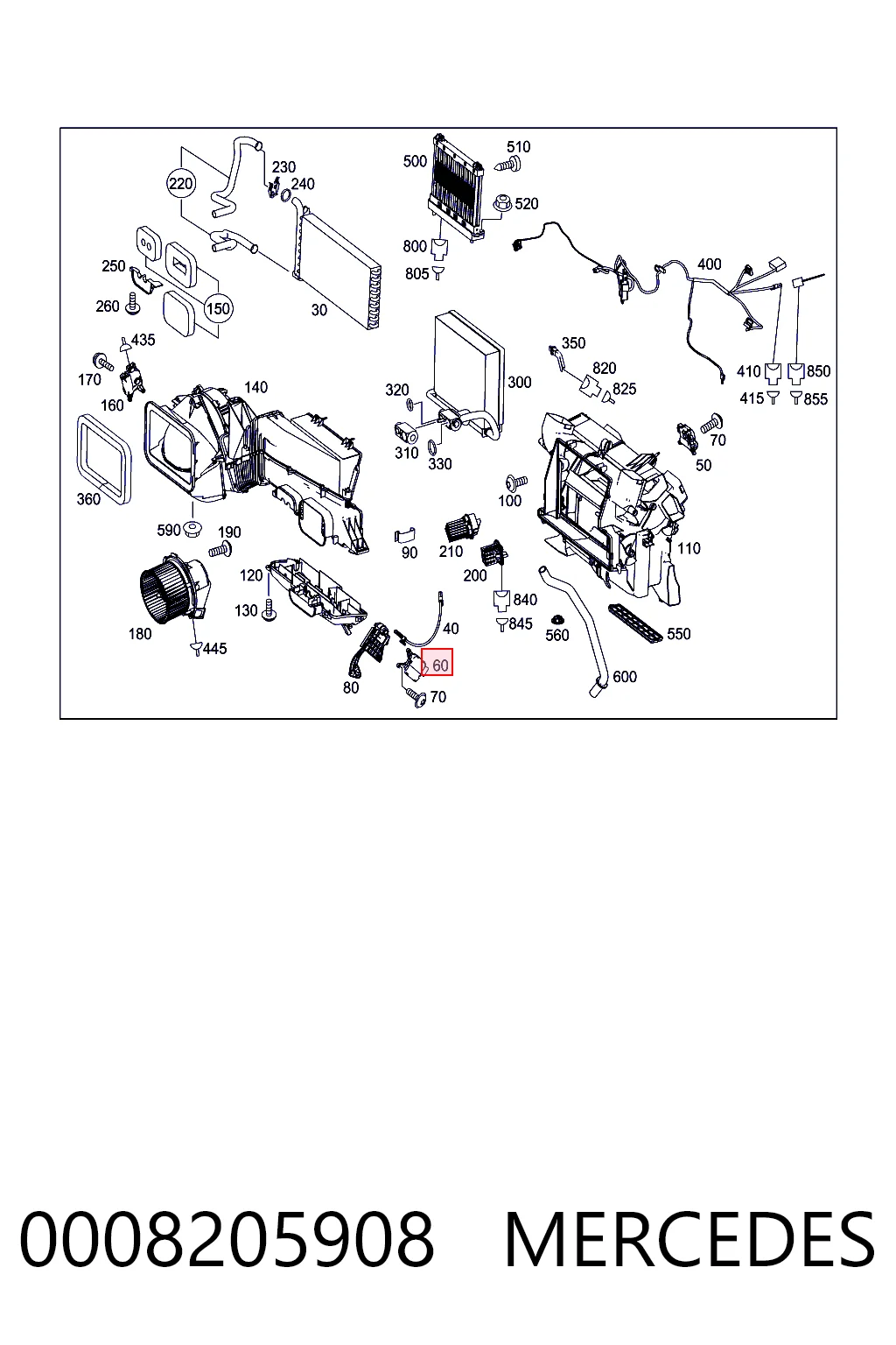 0008205908 Mercedes Motor de recirculación de aire