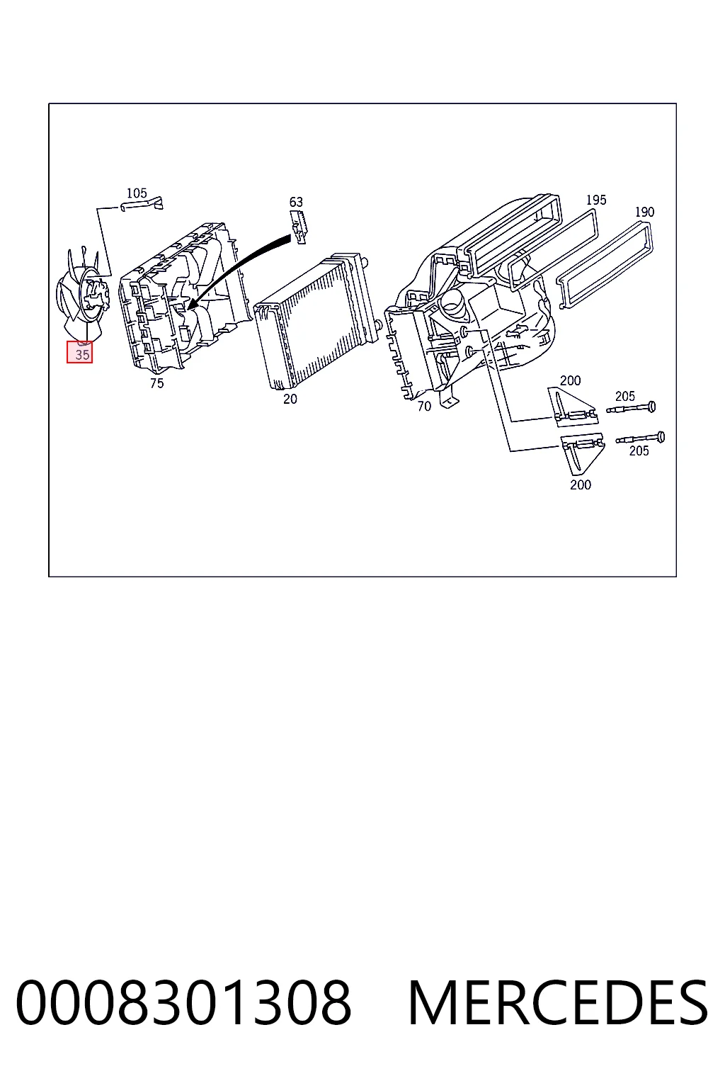 Motor del ventilador del calefactor 0008301308 MERCEDES