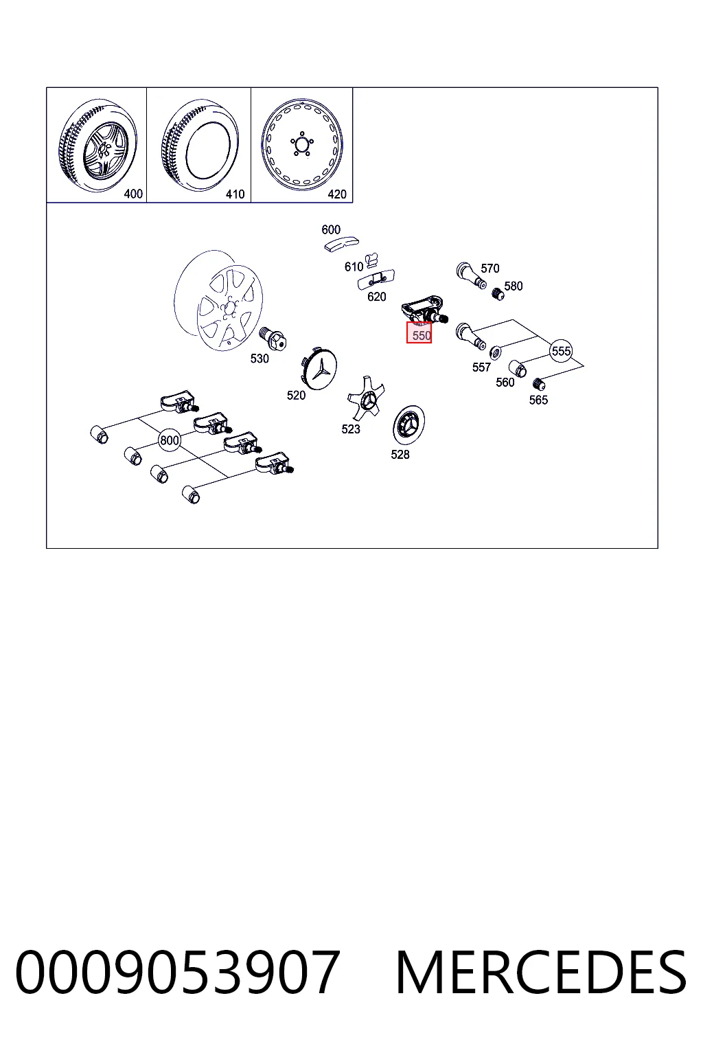 0009053907 Mercedes Sensor de presión de neumáticos (TPMS)