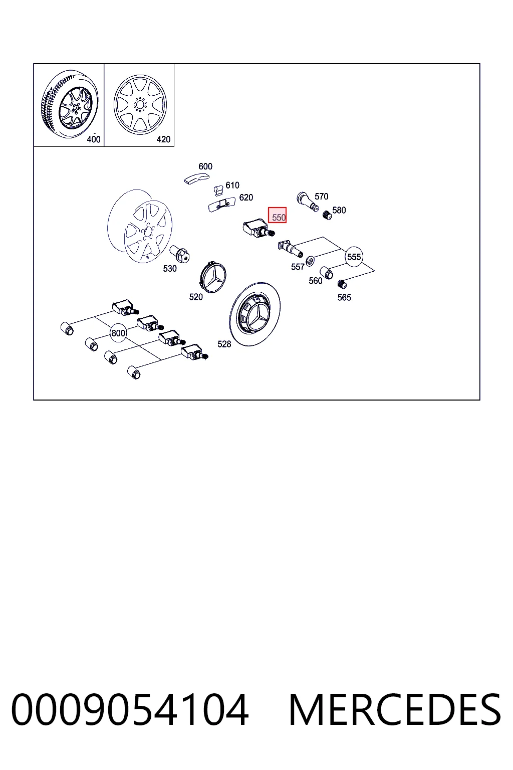 0009054104 Mercedes Sensor de presión de neumáticos (TPMS)