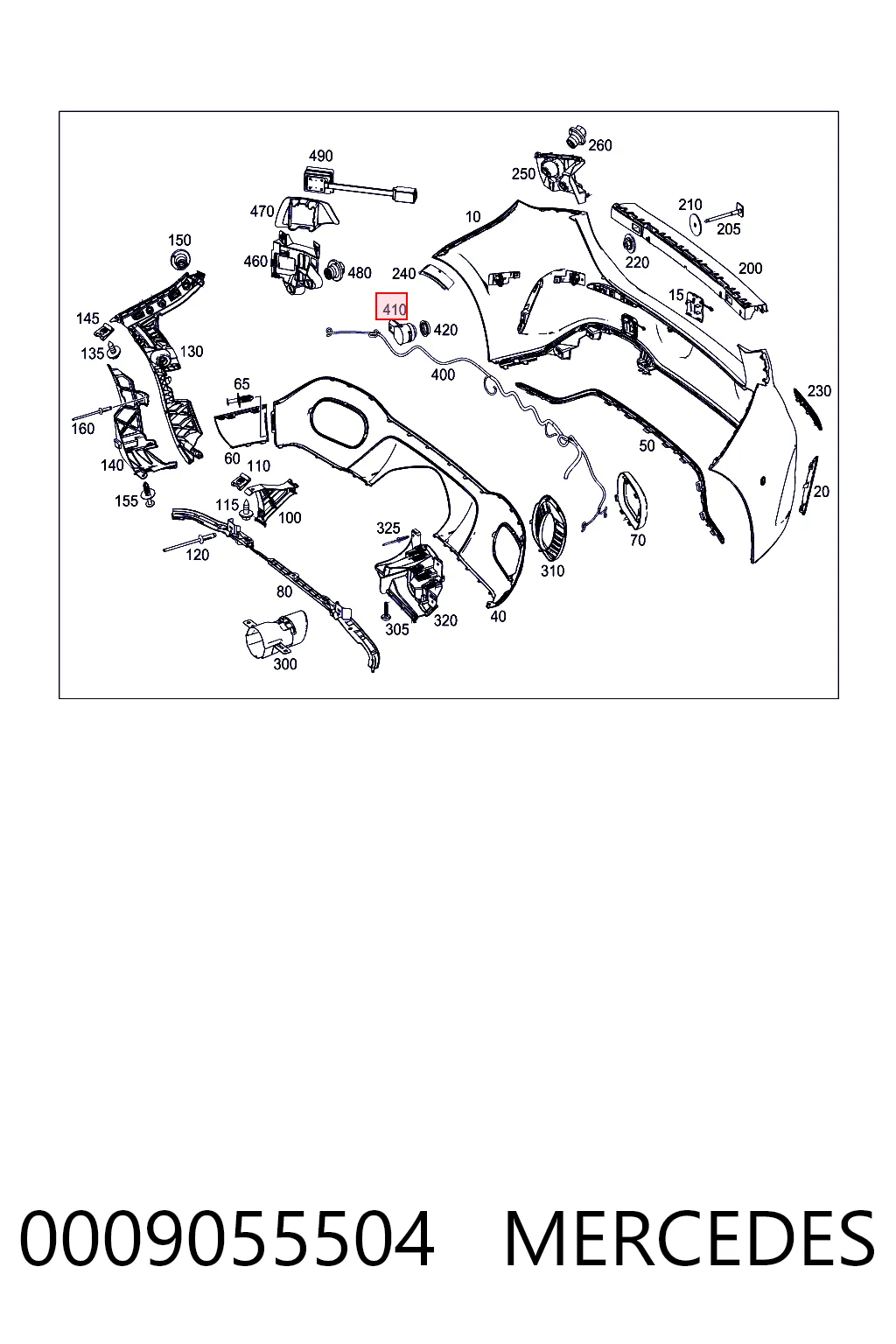0009055504 Mercedes Sensor de estacionamiento delantero/trasero central
