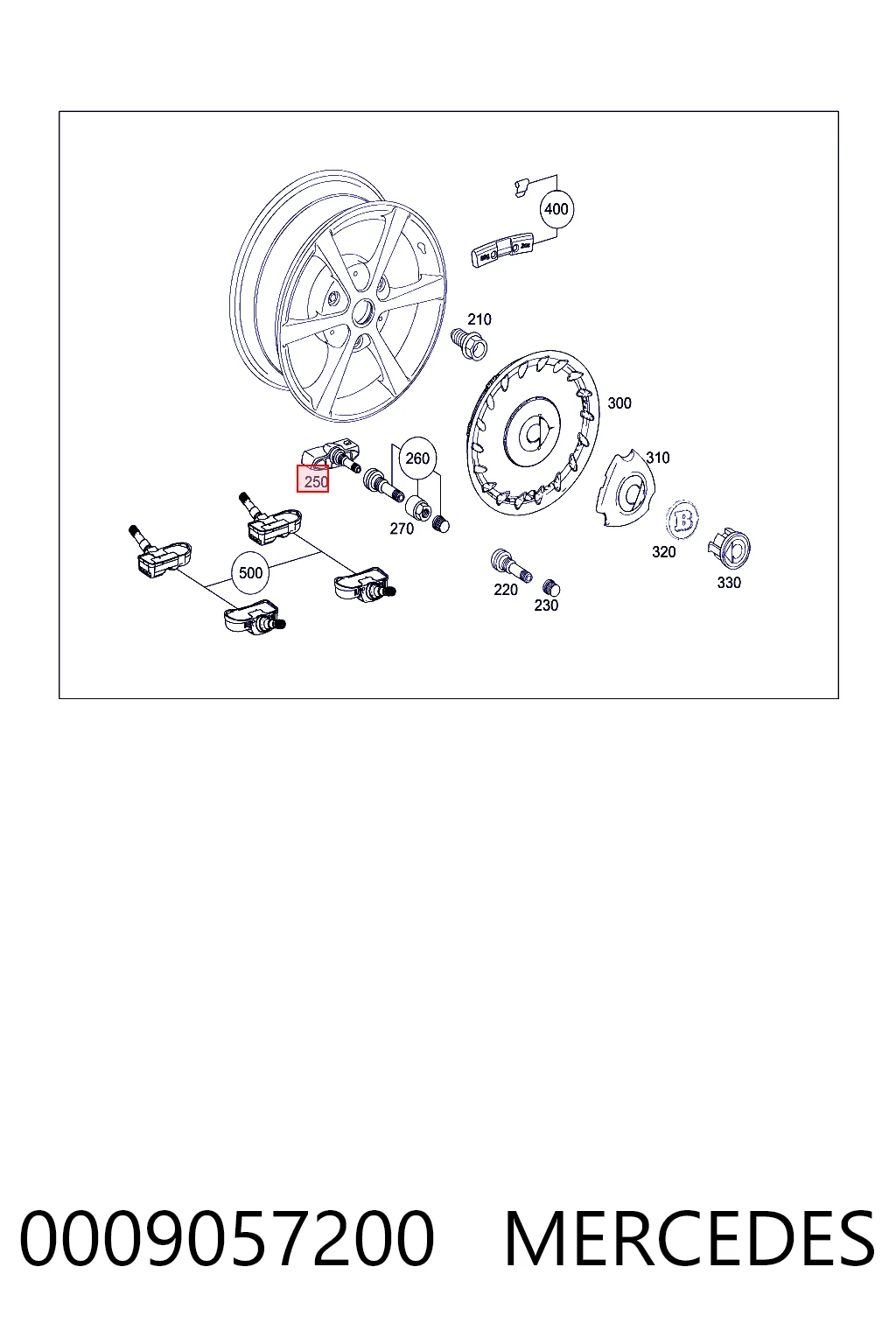 0009057200 Mercedes Sensor de presión de neumáticos (TPMS)