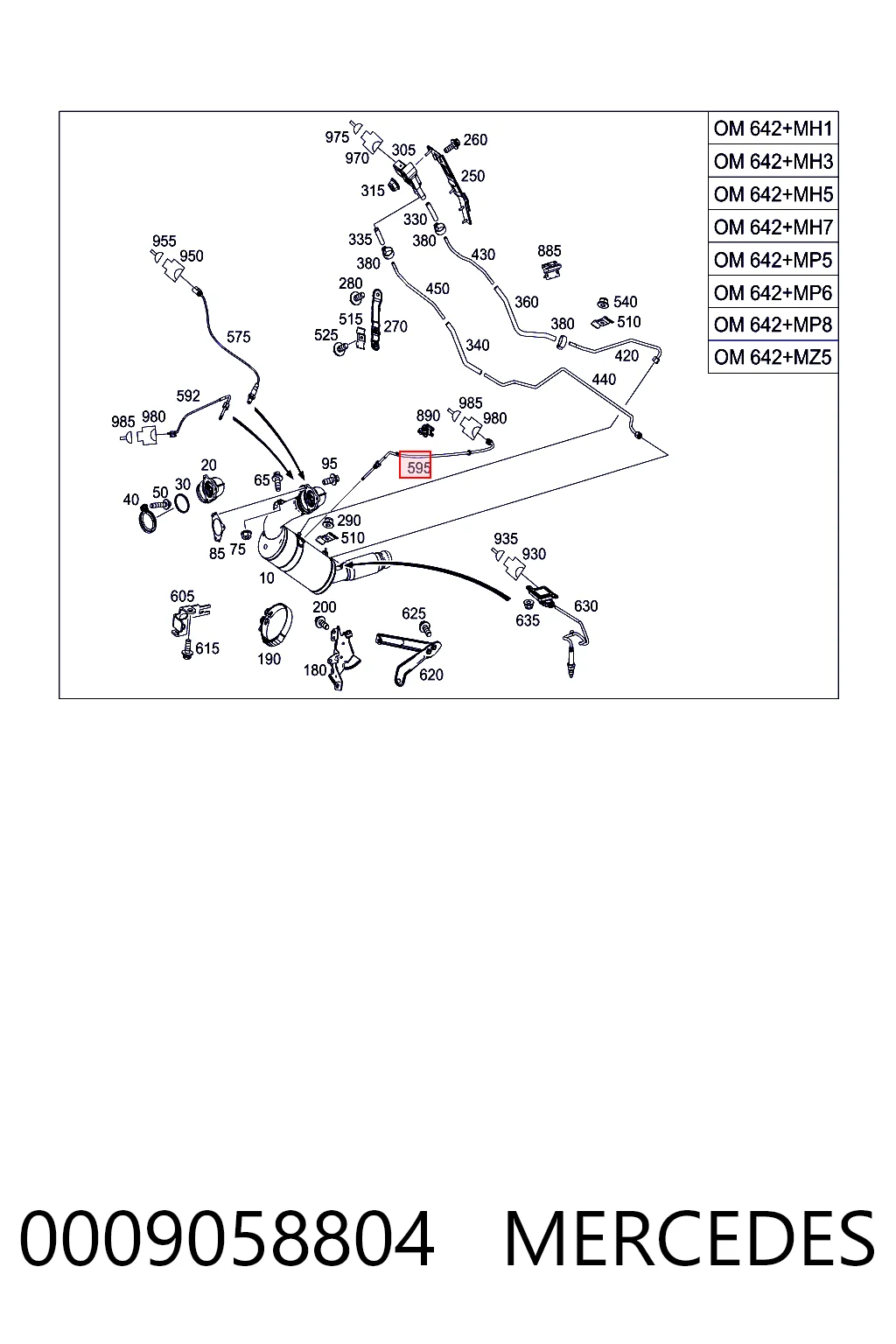 0009058804 Mercedes Sensor de temperatura de gases de escape antes del filtro de partículas