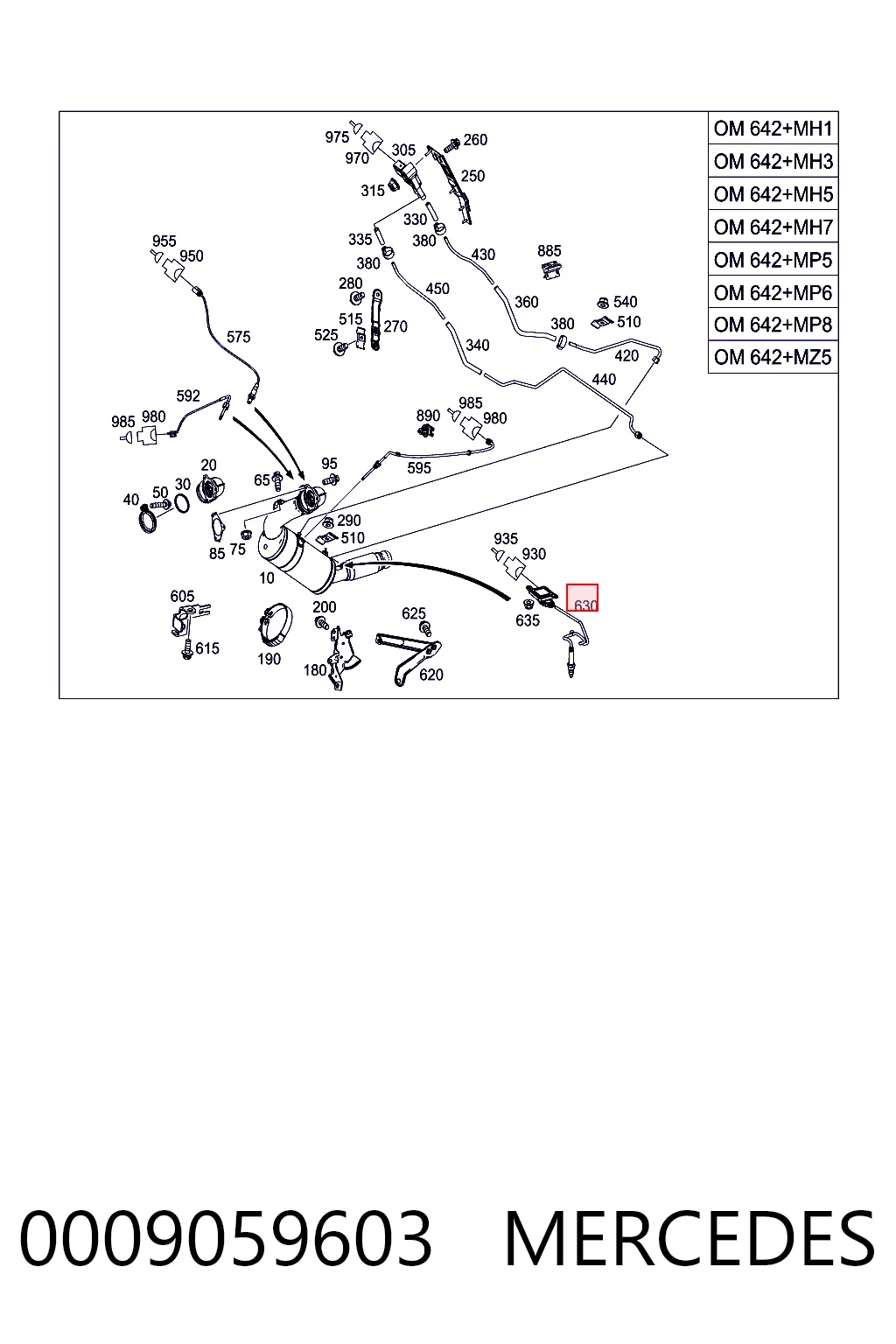 0009059603 Mercedes Sensor de óxidos de nitrógeno NOx trasero