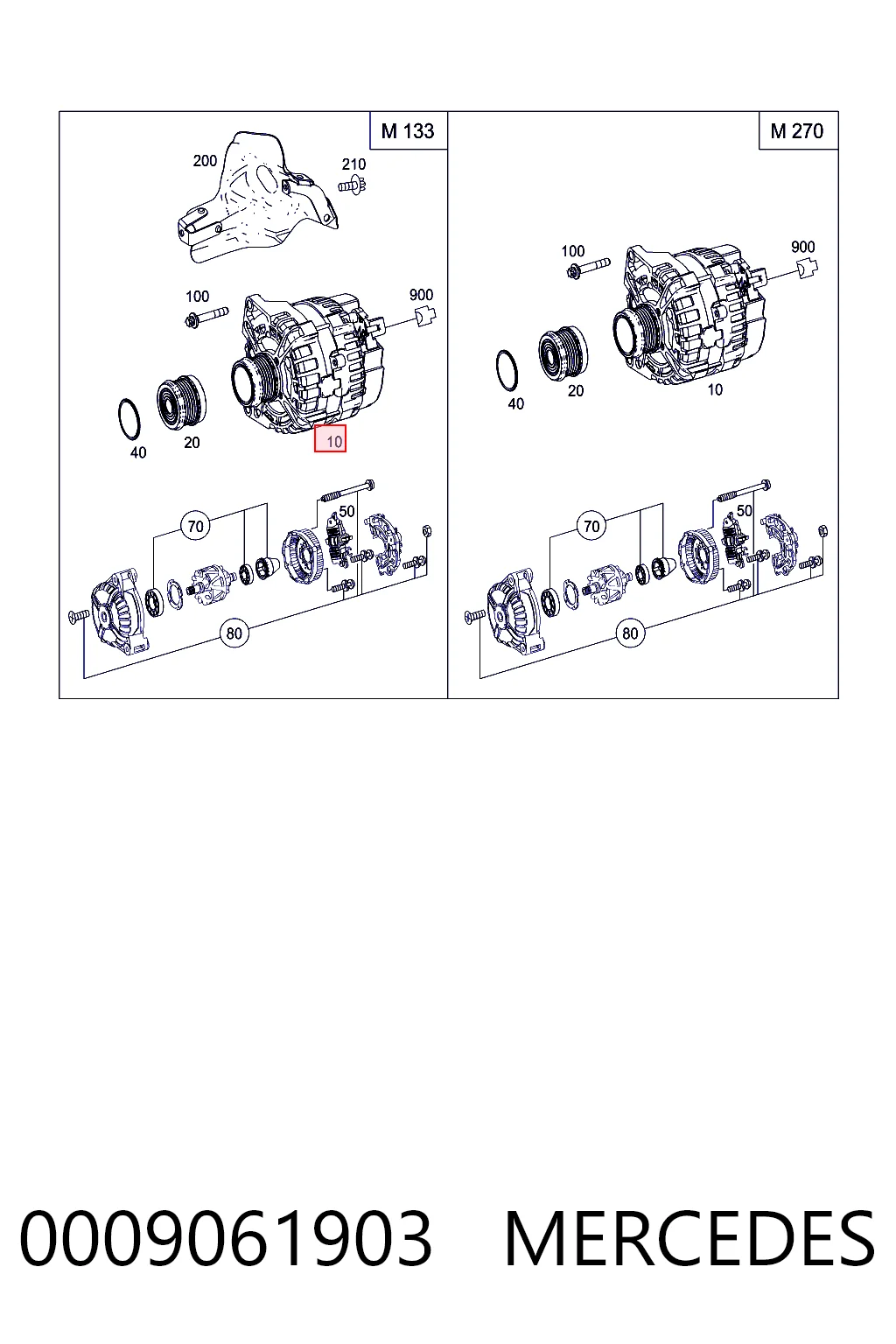 0009061903 Mercedes Alternador de coche