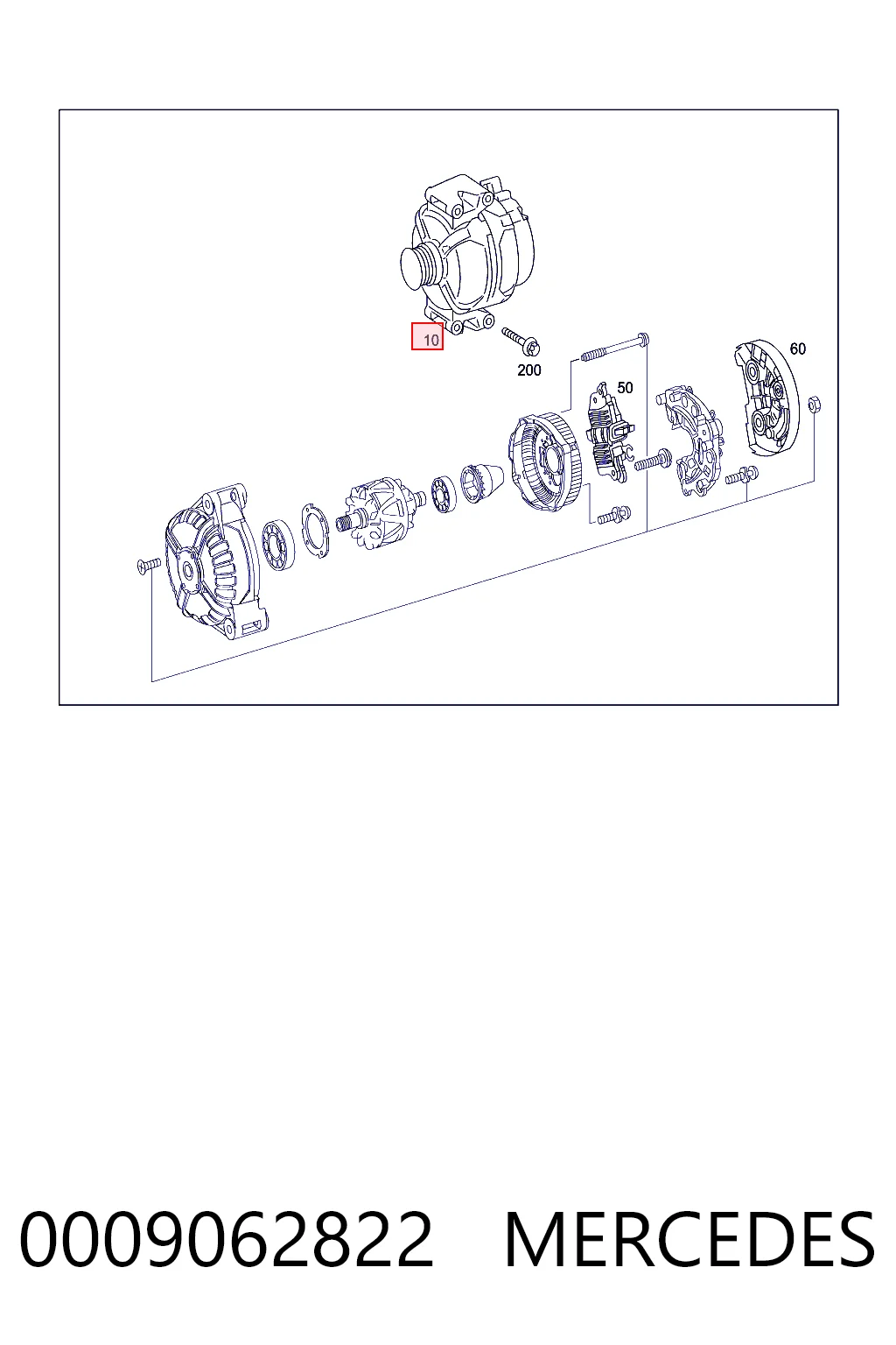 0009062822 Mercedes Alternador de coche
