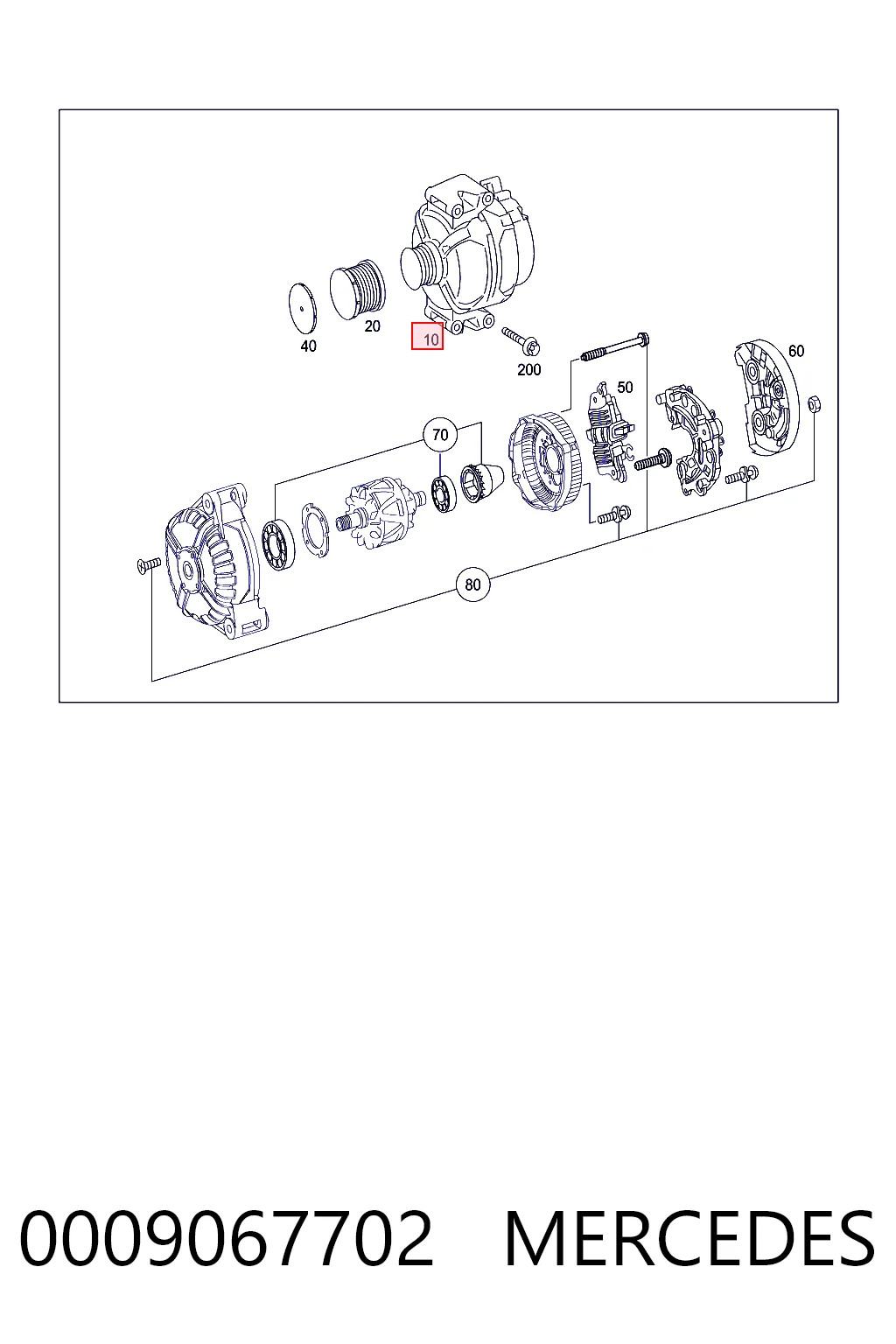 0009067702 Mercedes Alternador de coche