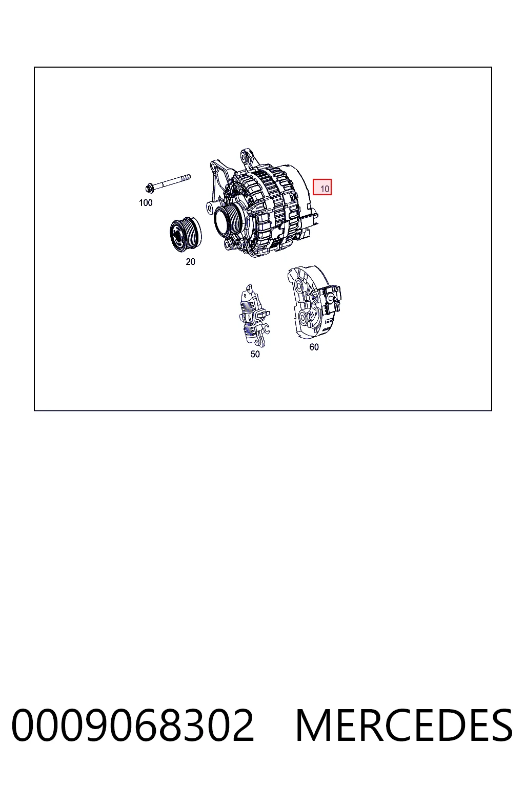 0009068302 Mercedes Alternador de coche