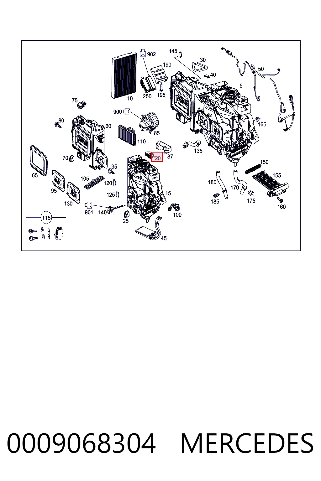 0009068304 Mercedes Motor de recirculación de aire