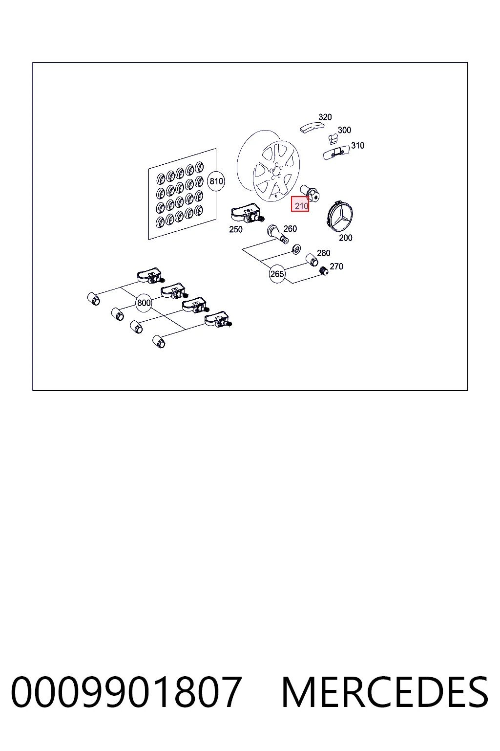 0009901807 Mercedes Tornillos para llantas