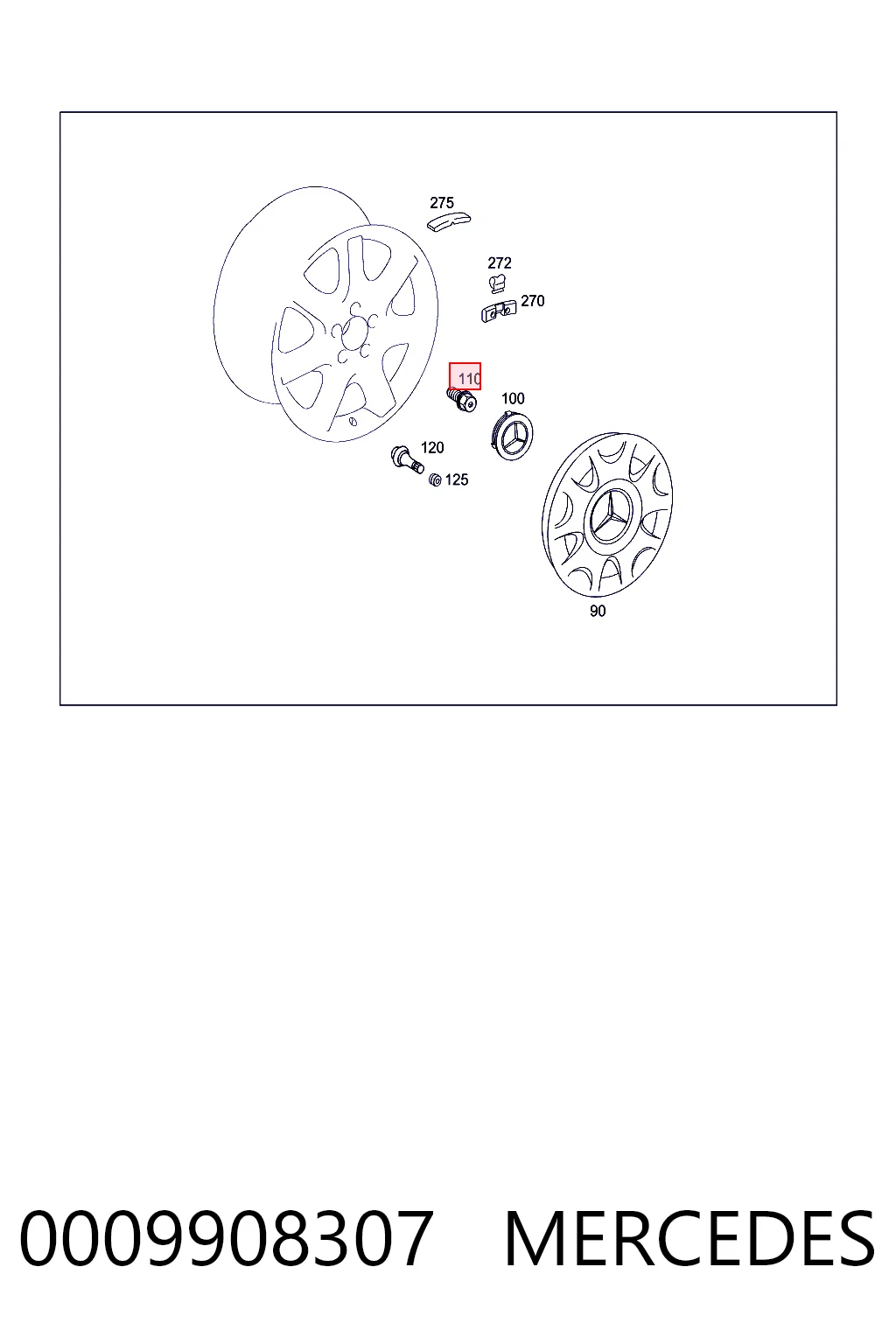 0009908307 Mercedes Tornillos para llantas