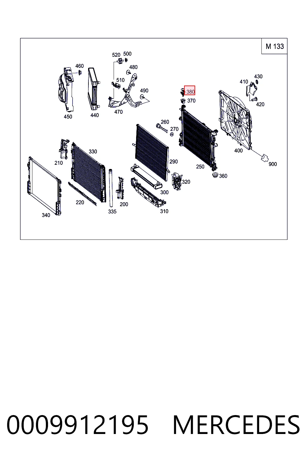 0009912195 Mercedes Soporte superior del radiador