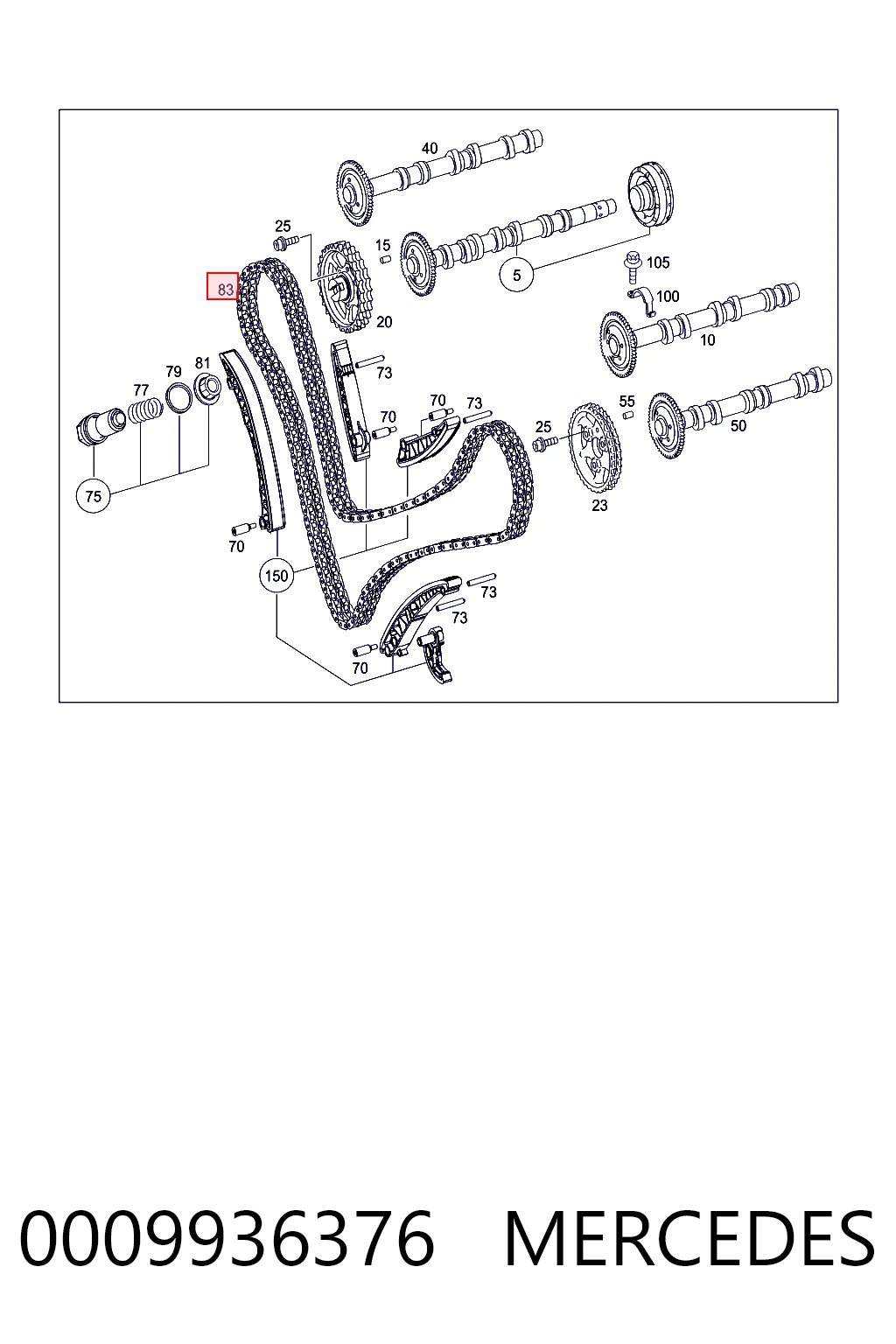 0009936376 Mercedes Cadena de motor