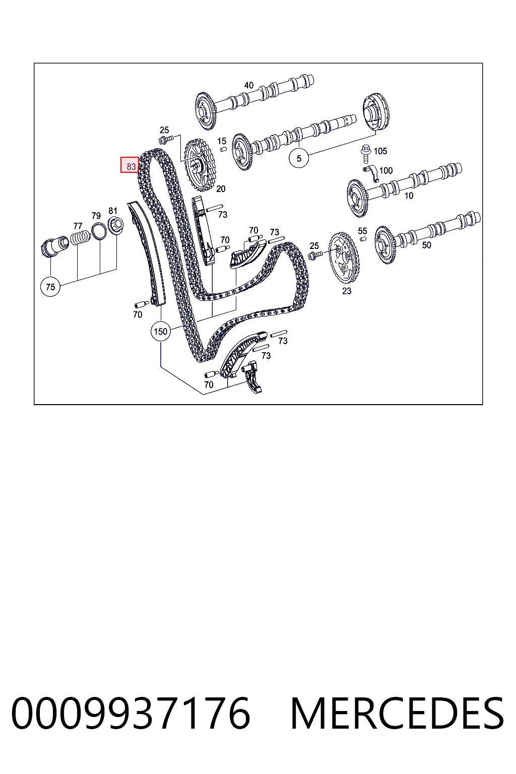 0009937176 Mercedes Cadena de motor