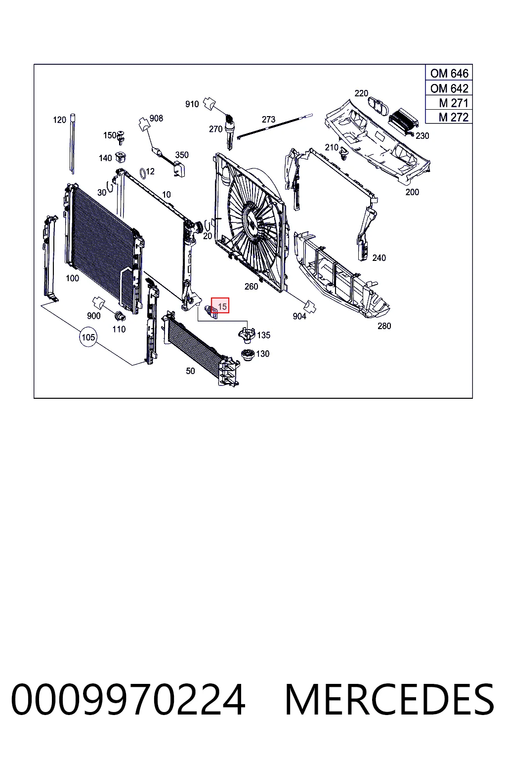 0009970224 Mercedes Tapa de radiador