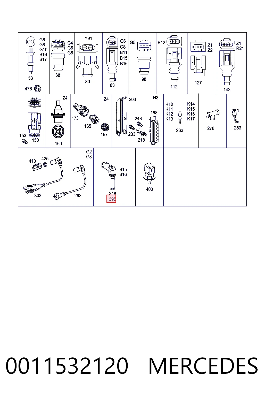 0011532120 Mercedes Sensor de posición del cigüeñal