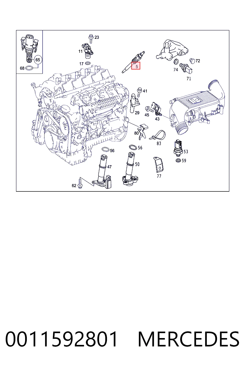 0011592801 Mercedes Bujías de calentamiento