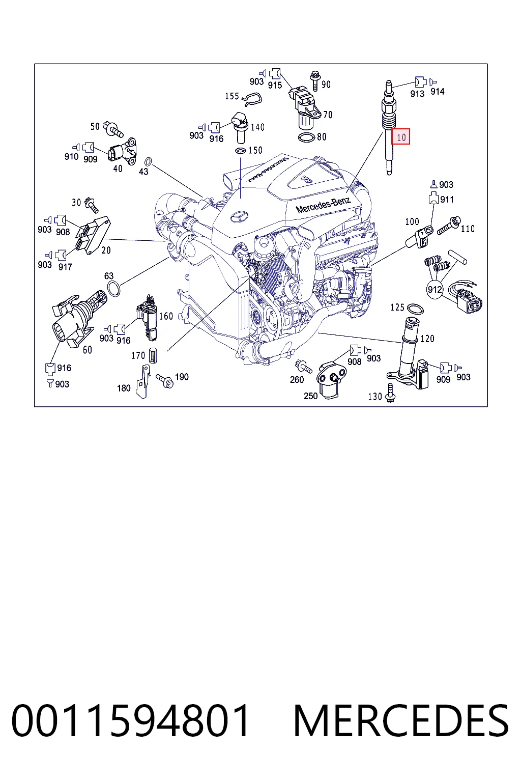 0011594801 Mercedes Bujías de calentamiento