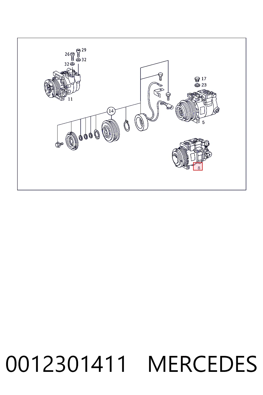 0012301411 Mercedes Compresor climatizador