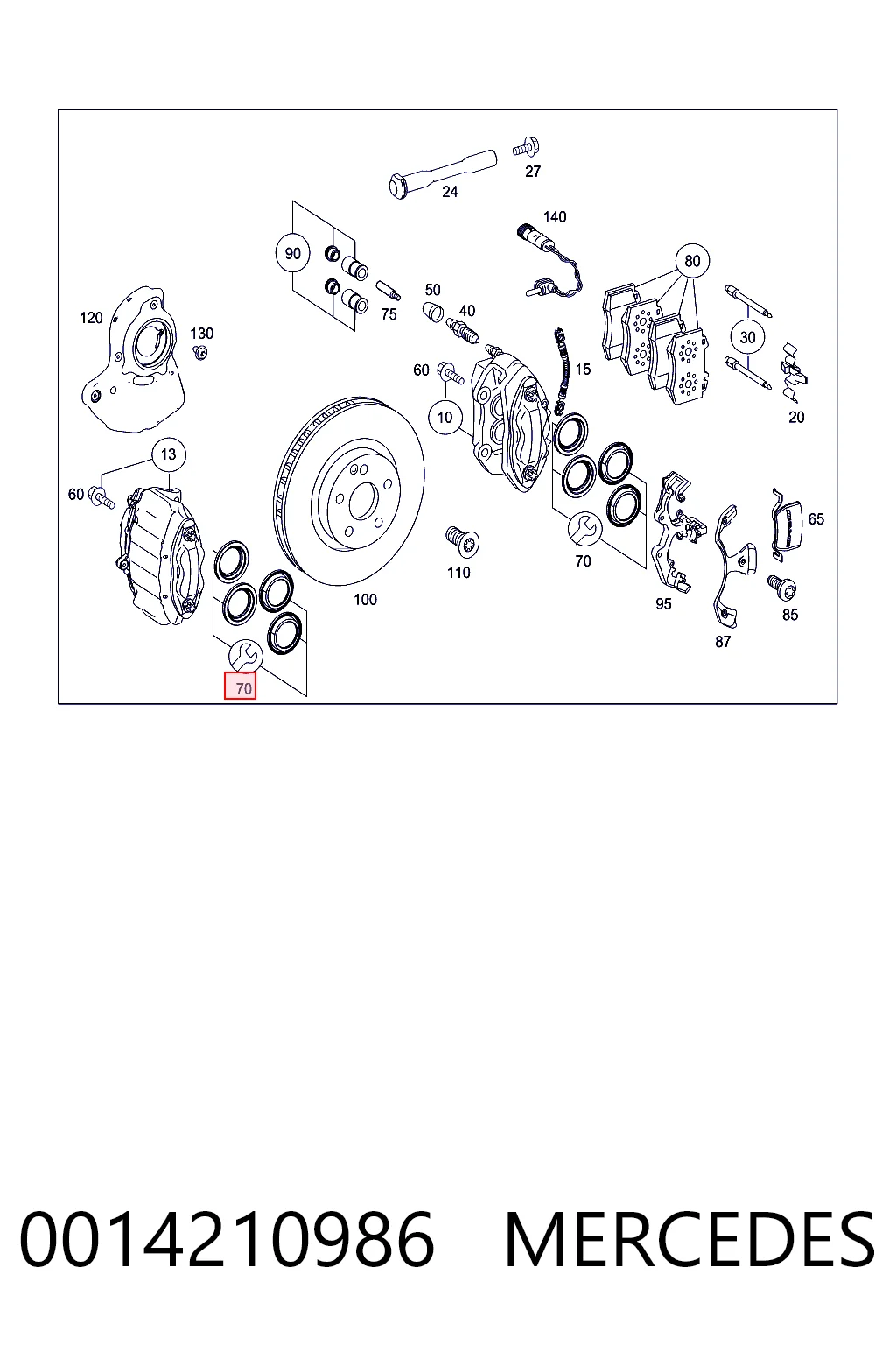 0014210986 Mercedes Kit de reparación de pinzas