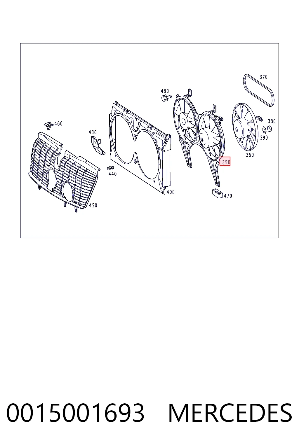 0015001693 Mercedes Difusor del radiador del aire acondicionado con ventilador y motor