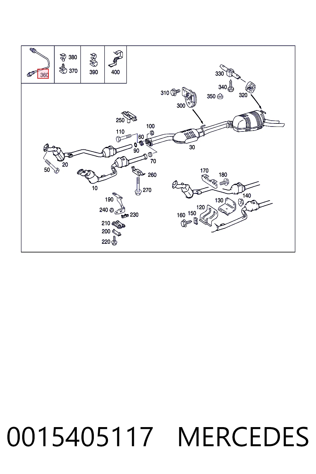 0015405117 Mercedes Sonda lambda, sensor de oxígeno antes del catalizador derecho
