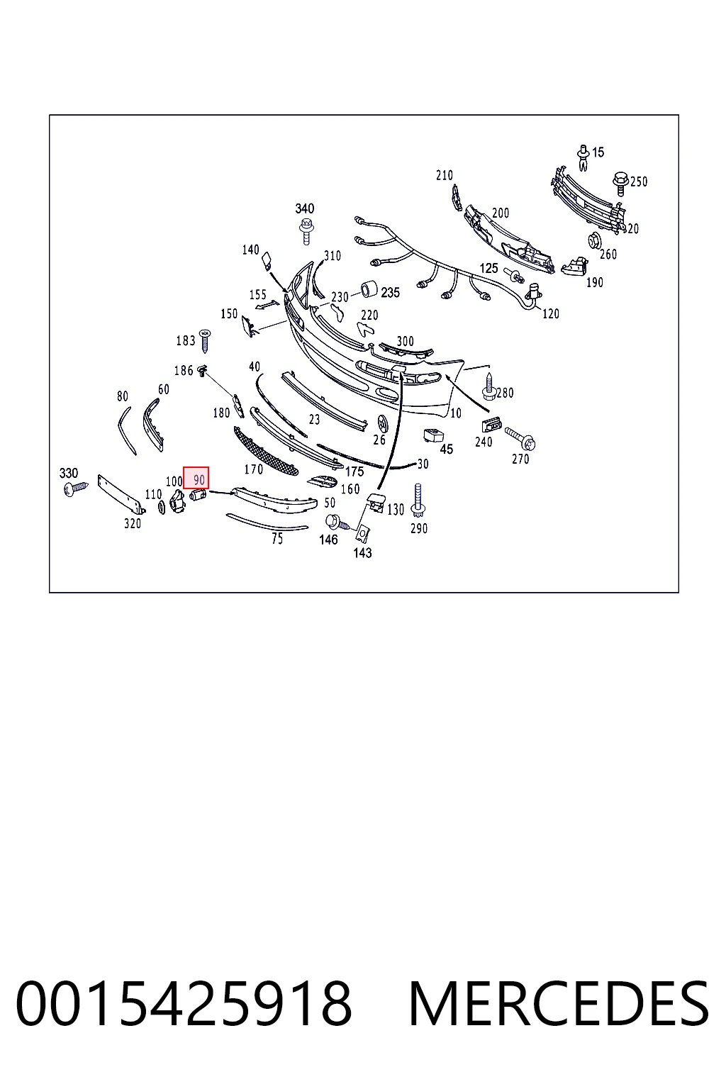 0015425918 Mercedes Sensor de estacionamiento delantero