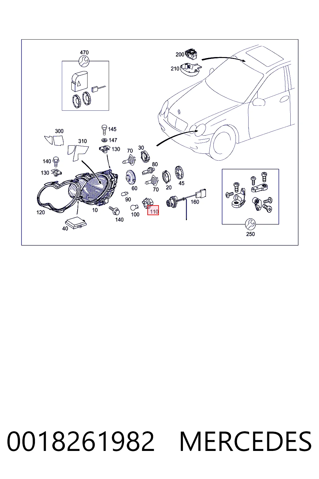 0018261982 Mercedes Portalámparas de faro