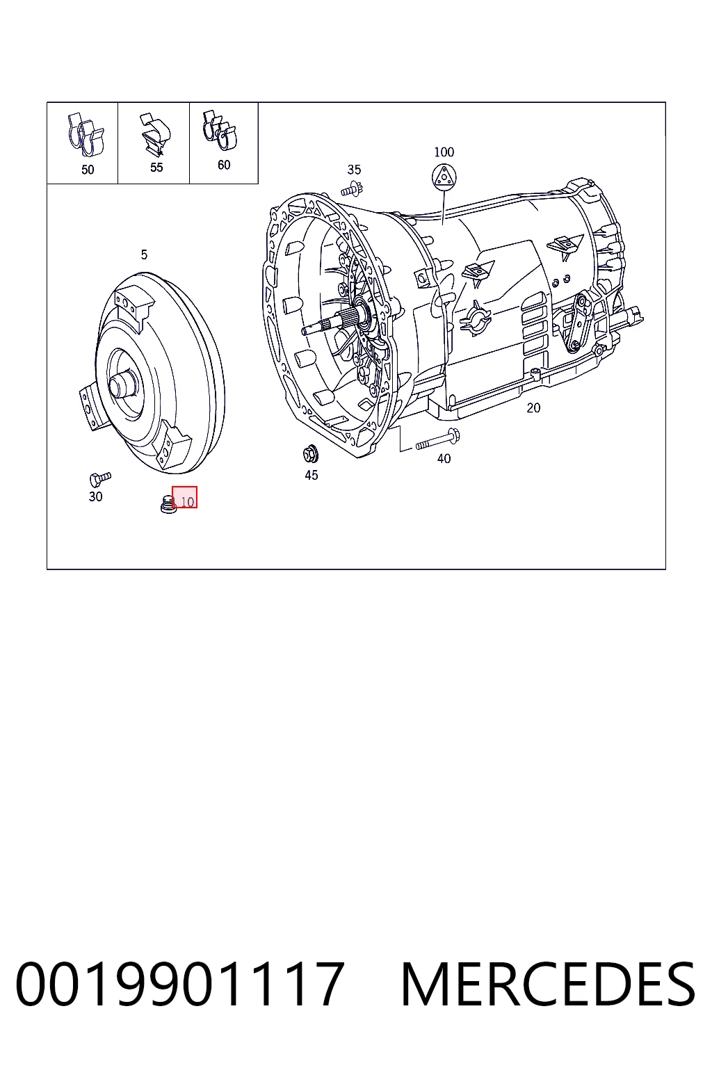 0019901117 Mercedes Tapón de llenado del eje trasero/delantero