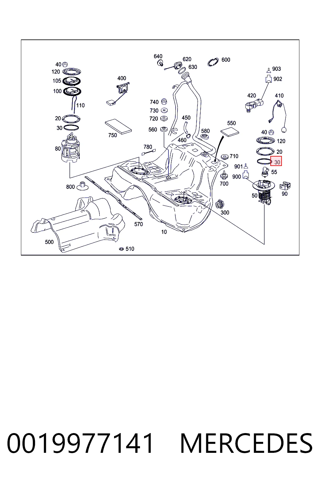 0019977141 Mercedes Sello de la bomba de combustible