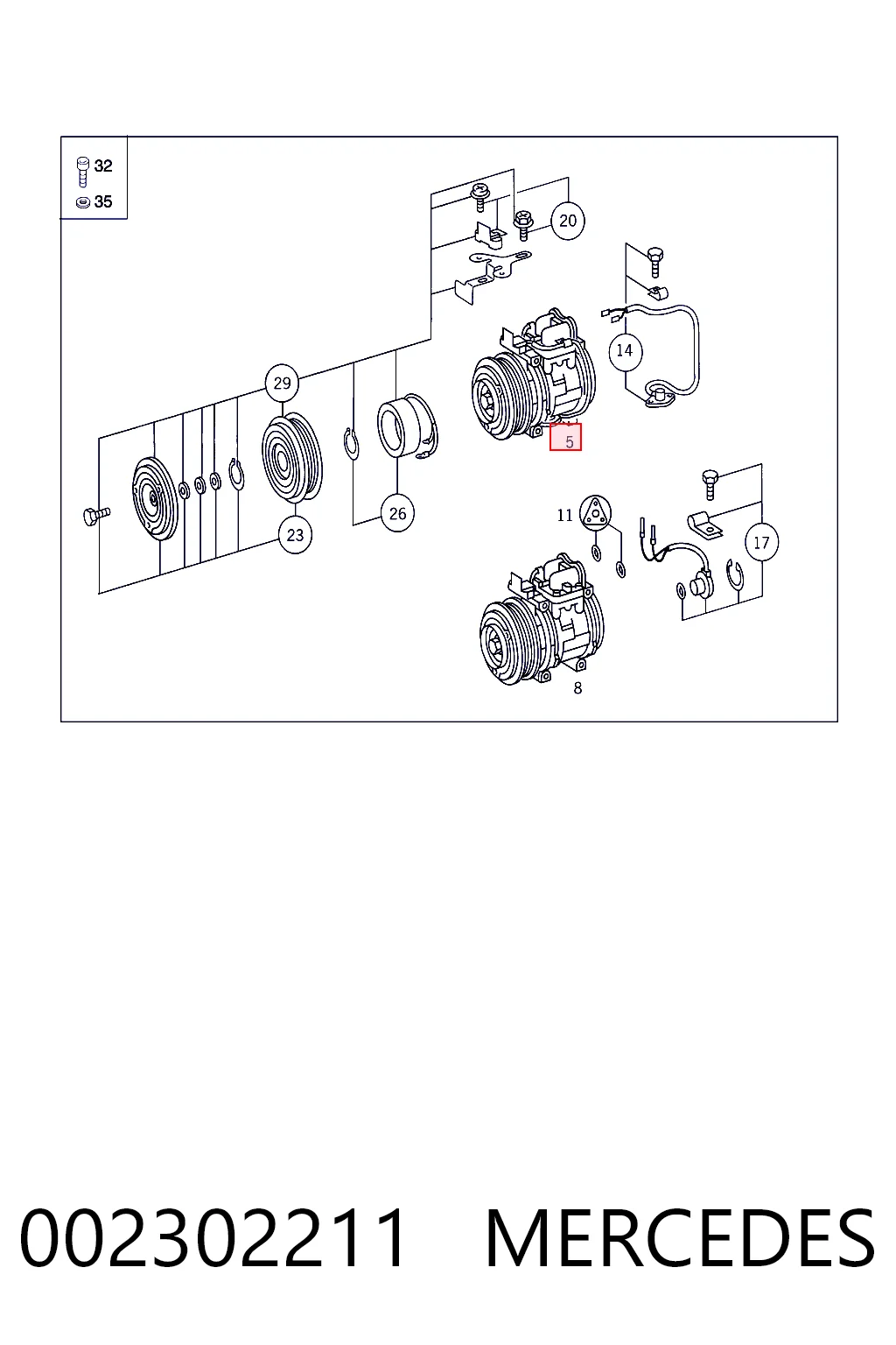 002302211 Mercedes Compresor climatizador