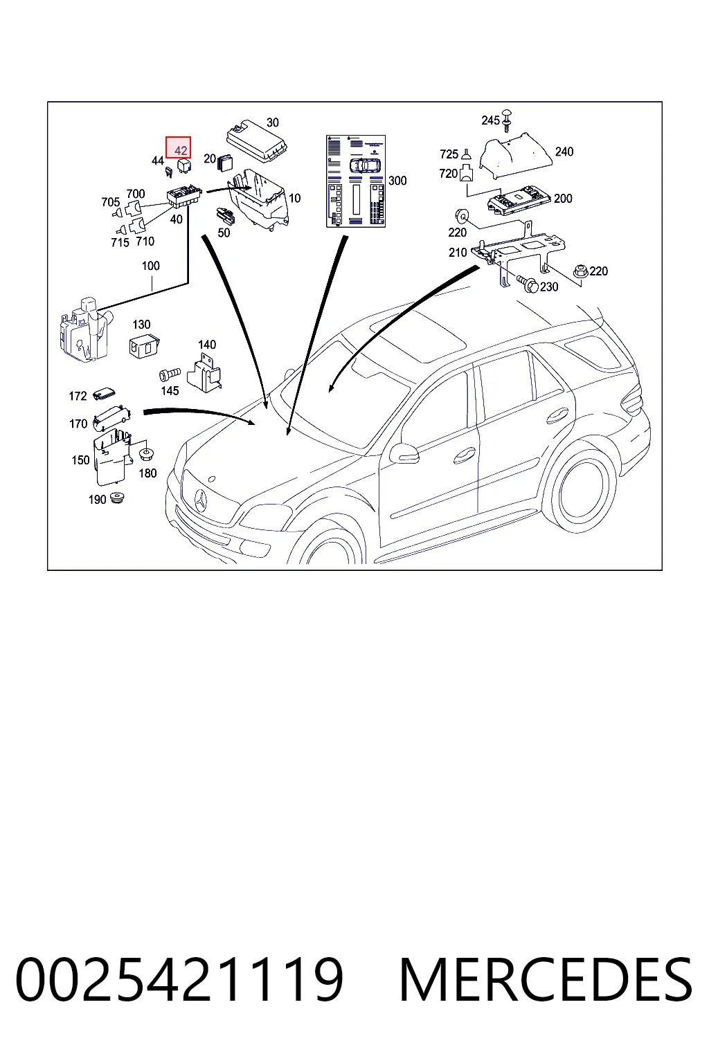 0025421119 Mercedes Relé de ventilador de aire acondicionado