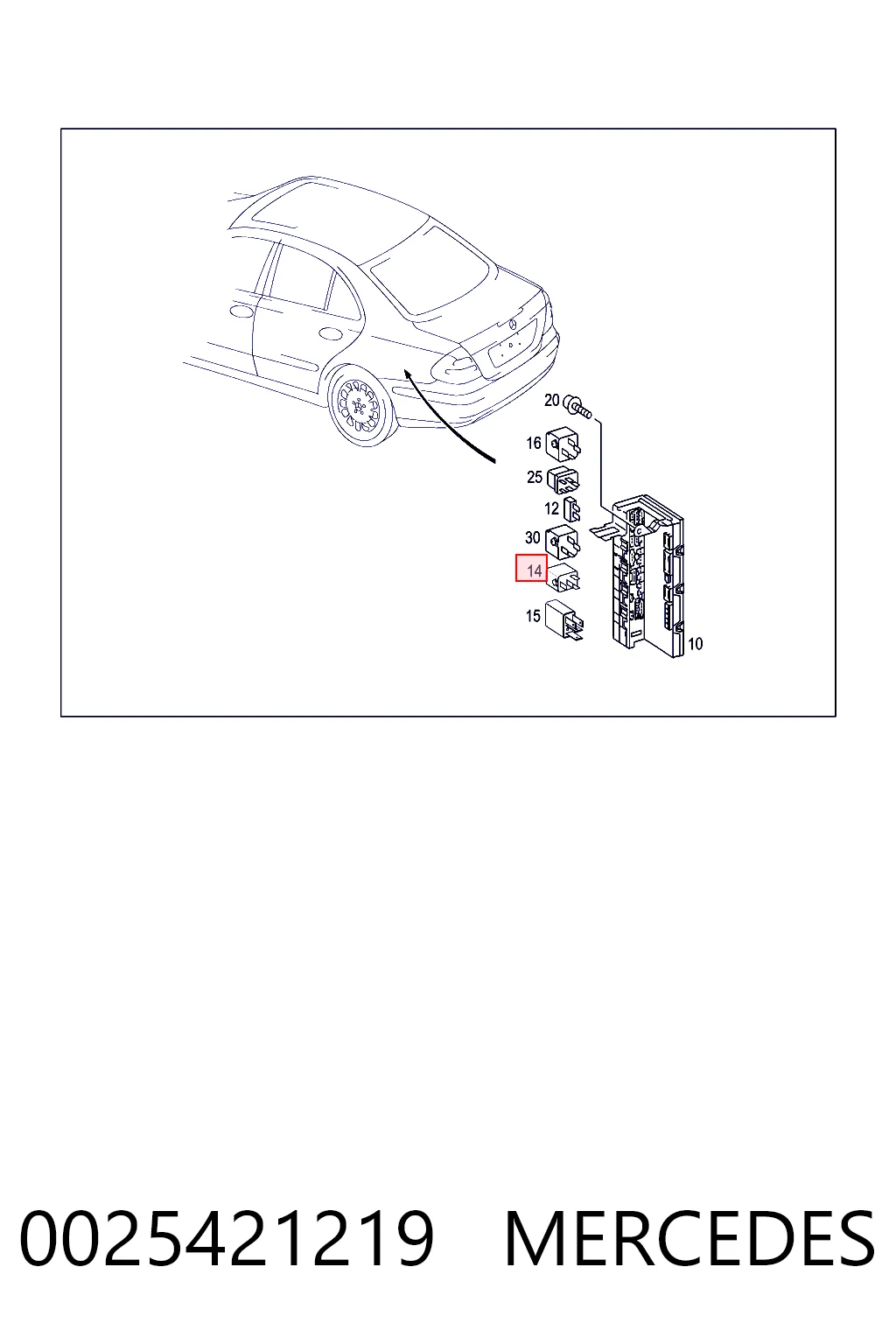 0025421219 Mercedes Relé eléctrico multifuncional