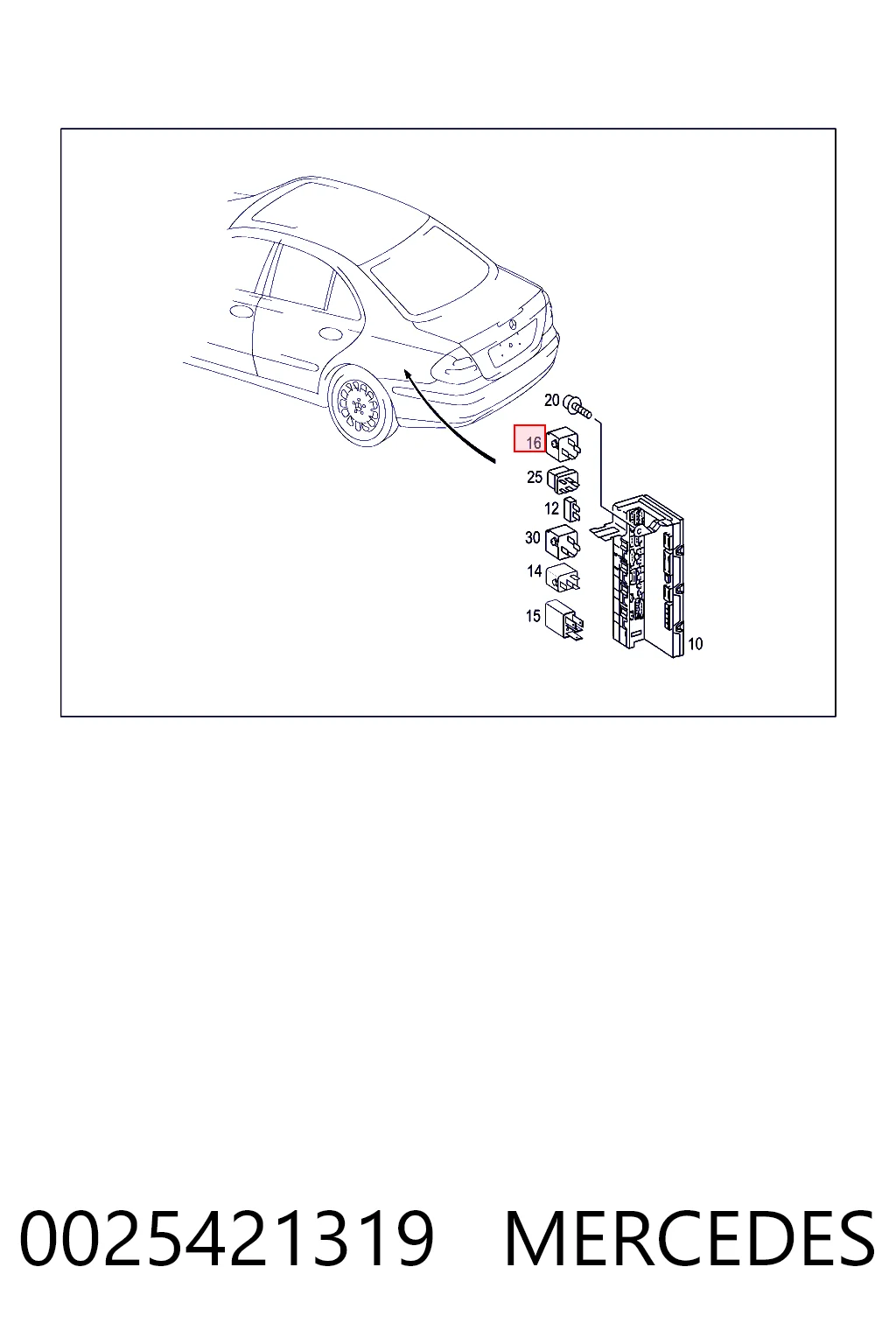 0025421319 Mercedes Relé eléctrico multifuncional