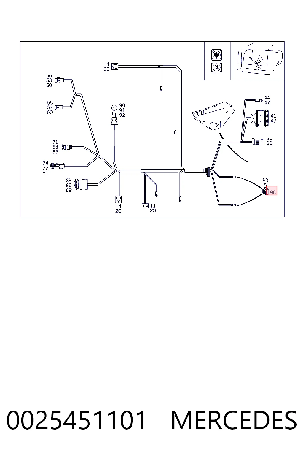 Caja de fusibles 0025451101 MERCEDES