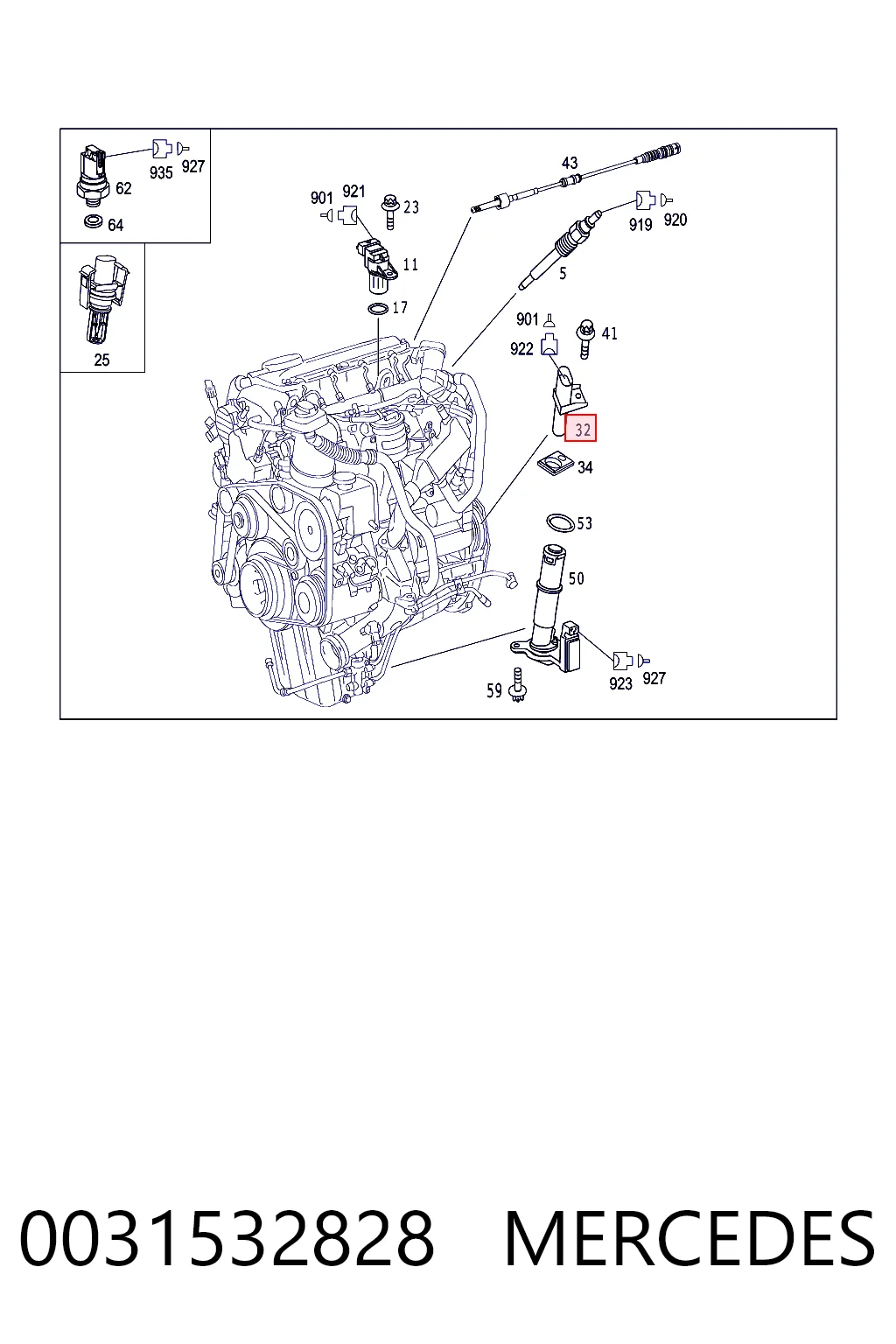 0031532828 Mercedes Sensor de posición del cigüeñal