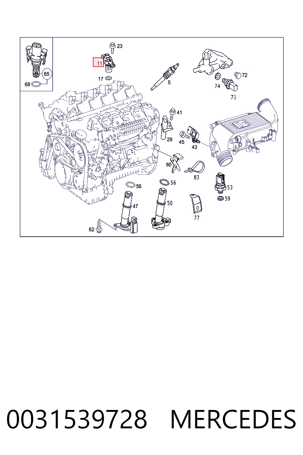 0031539728 Mercedes Sensor posición arbol de levas