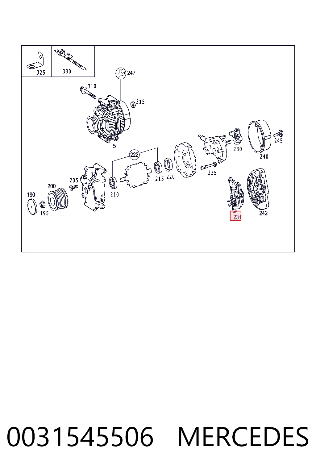 0031545506 Mercedes Regulador alternador