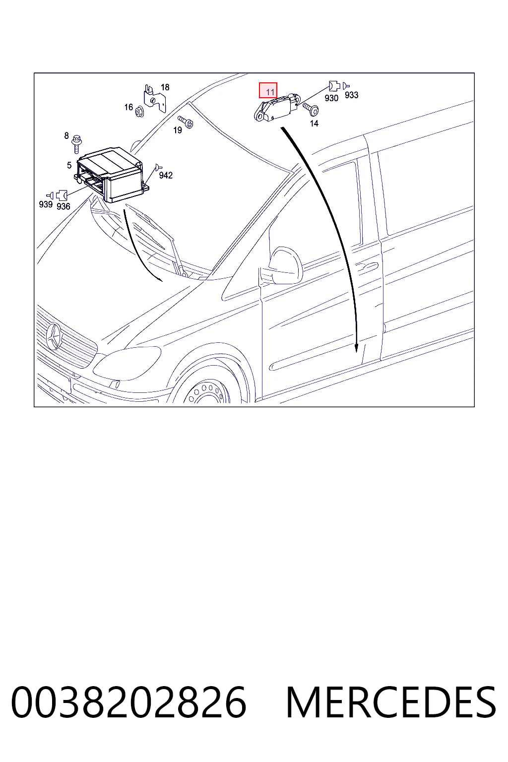 0038202826 VAG Sensor de airbag delantero
