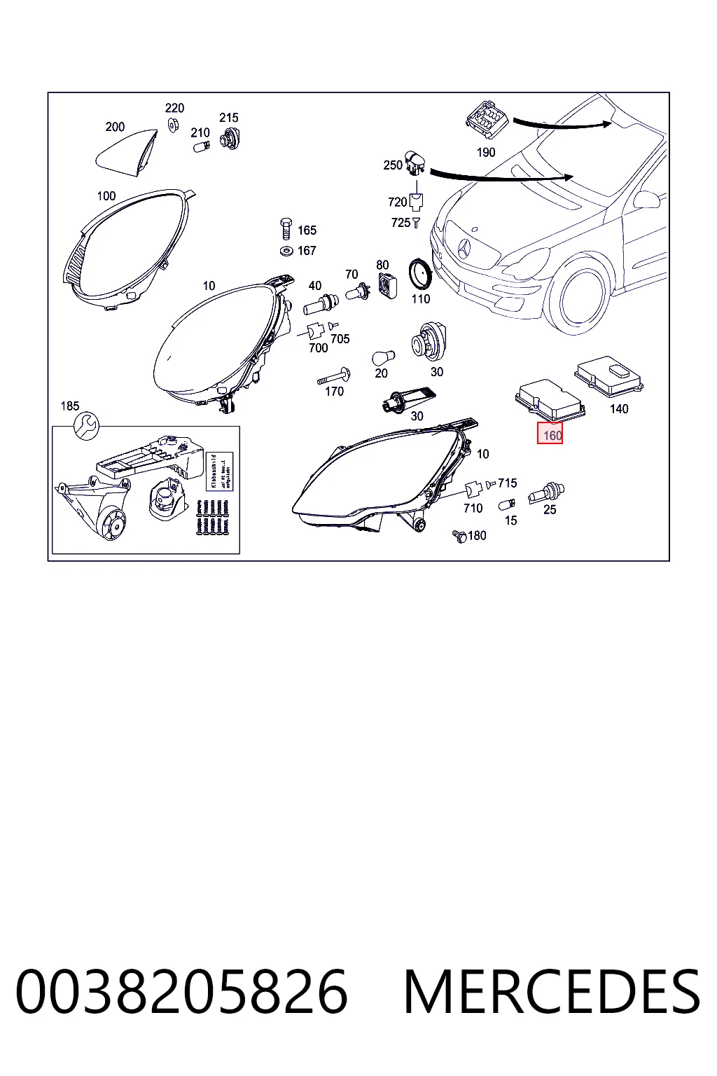 0038205826 Mercedes Módulo de control de luces de faros (ECU)