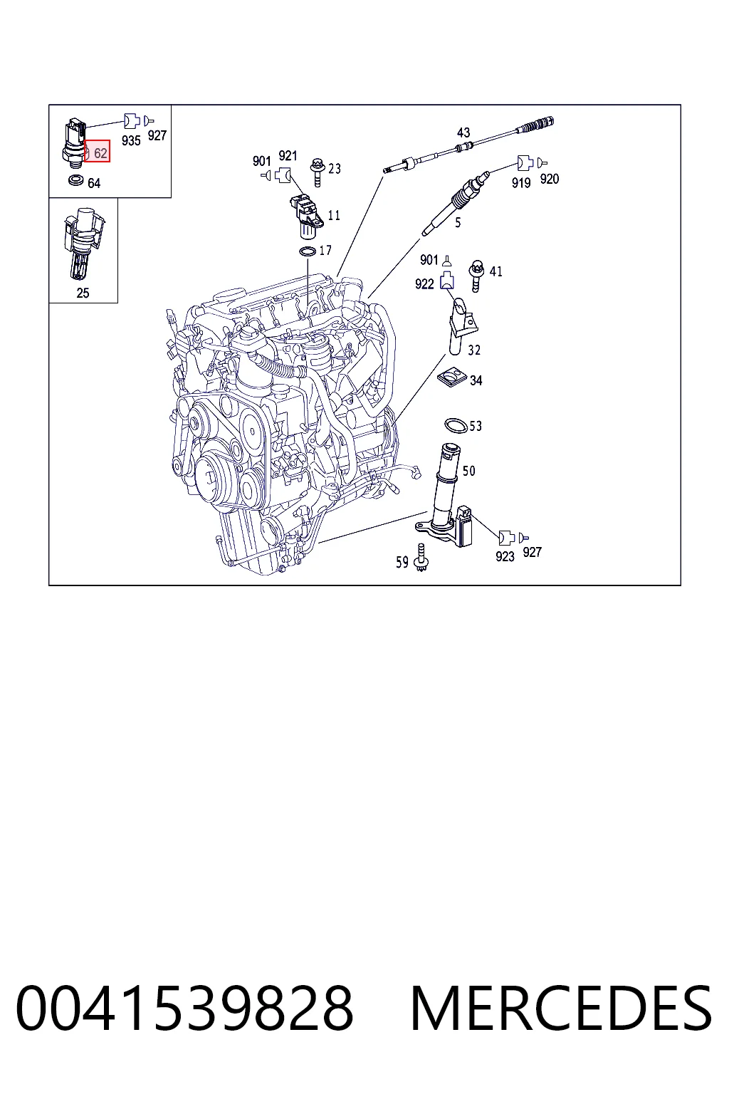 0041539828 Mercedes Sensor, presión colector de admisión 