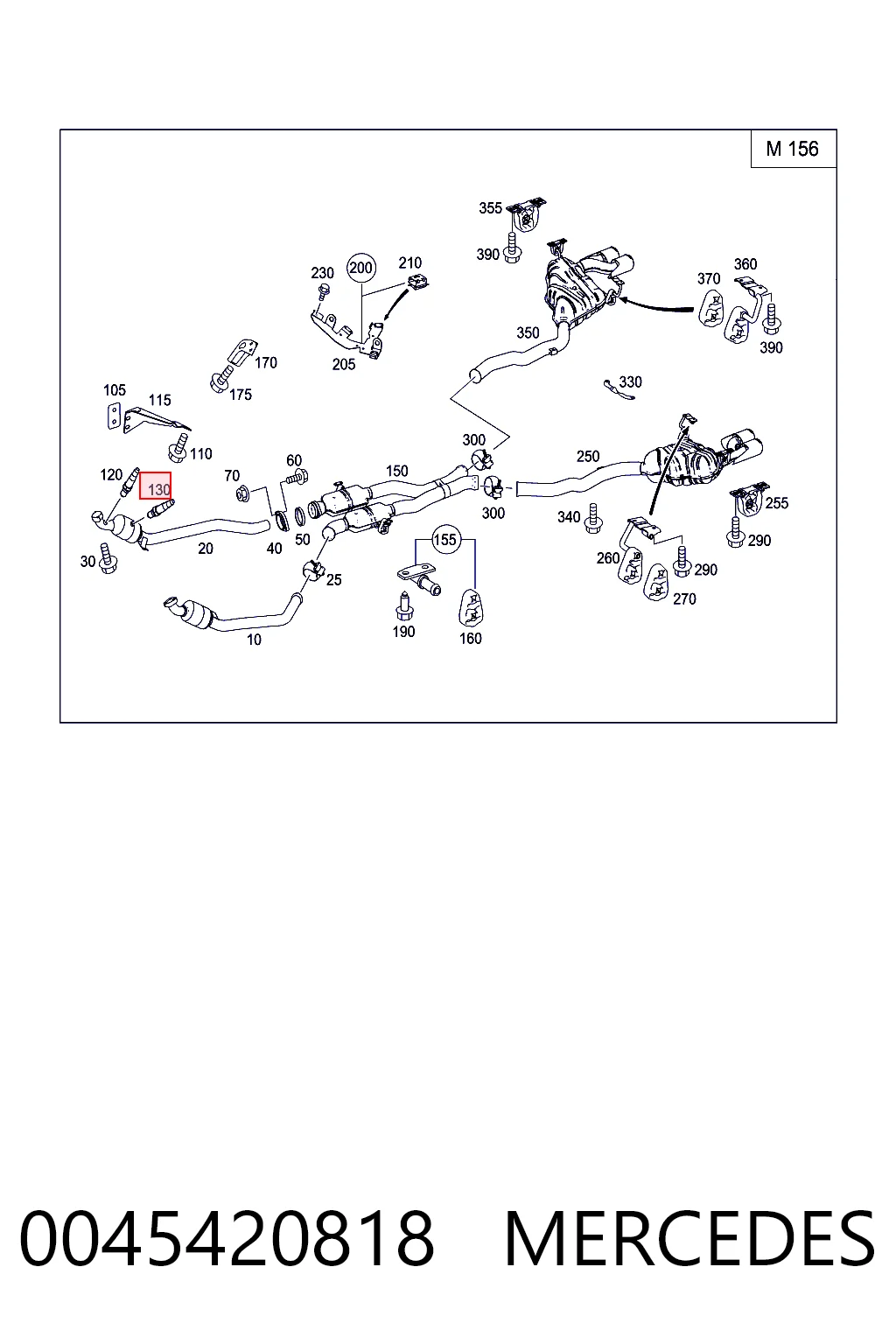 0045420818 Mercedes Sonda lambda, sensor de oxígeno después del catalizador izquierdo