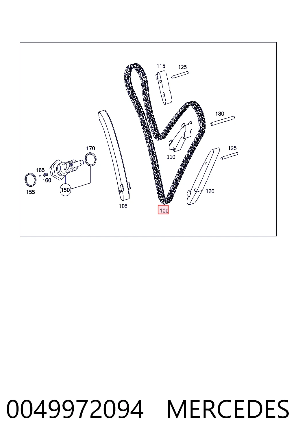 0049972094 Mercedes Cadena de motor