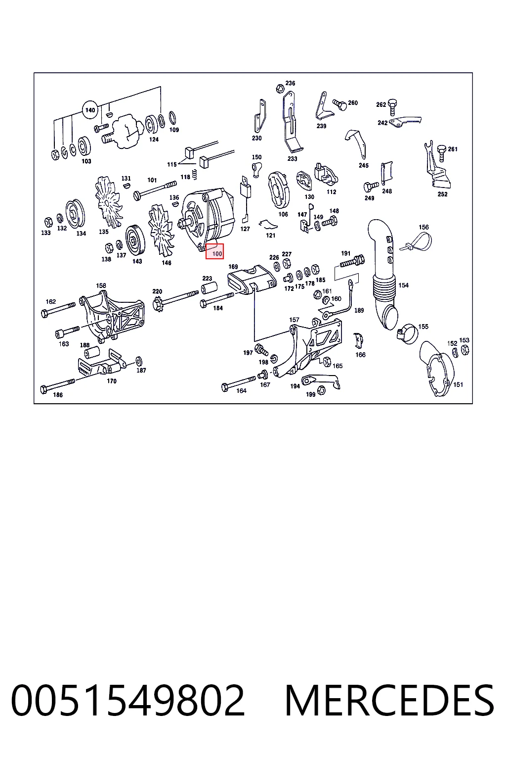 0051549802 Mercedes Alternador de coche