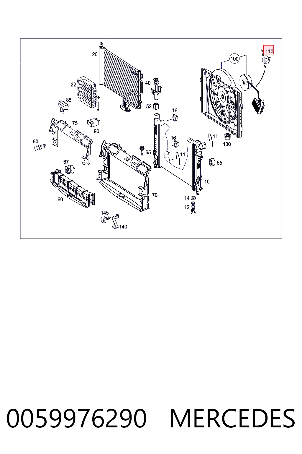 0059976290 Mercedes Abrazadera plástica universal