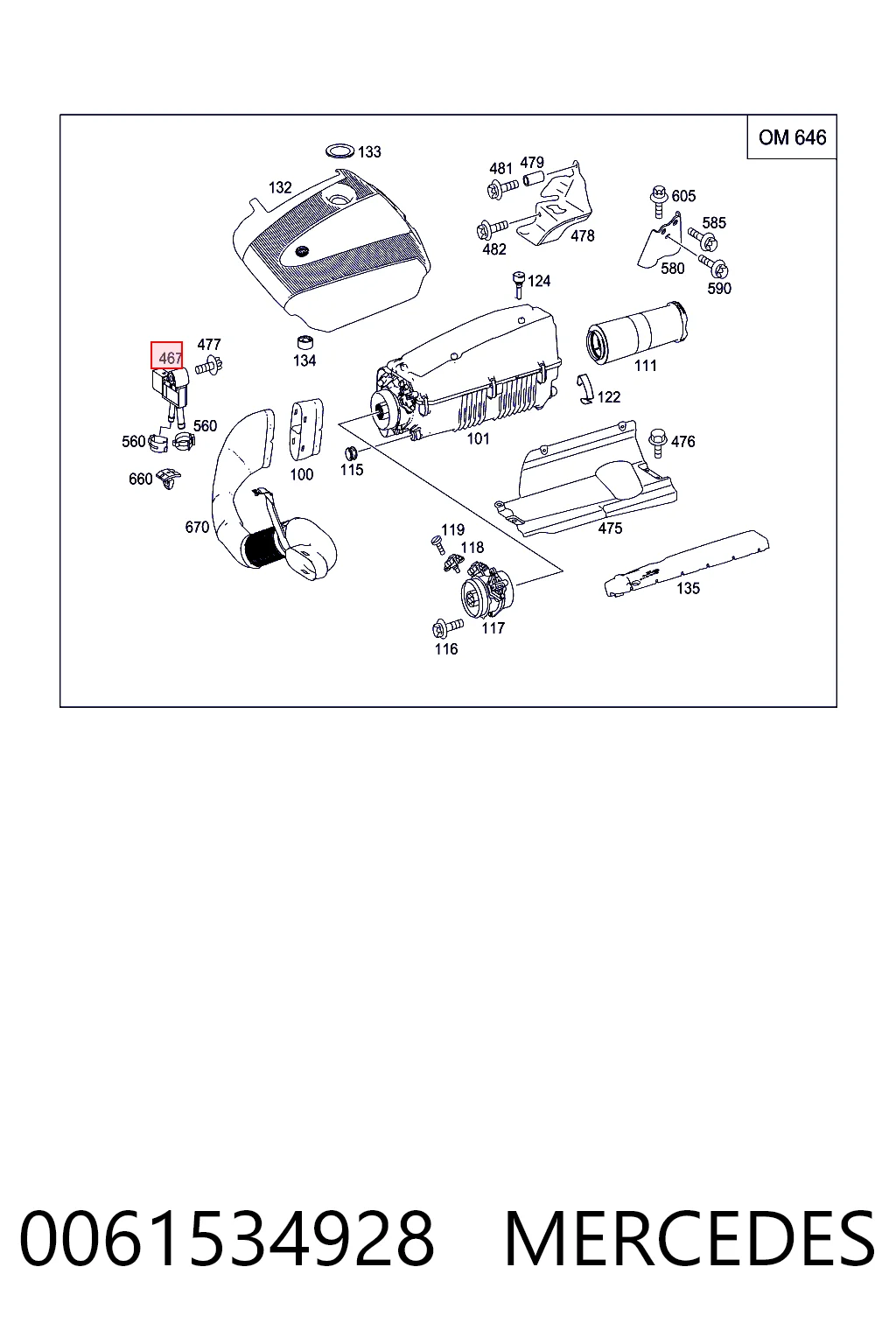 0061534928 Mercedes Sensor de presion de escape