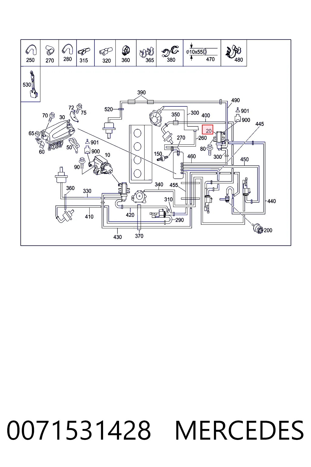 0071531428 Mercedes Válvula solenoide de control de presión de sobrealimentación
