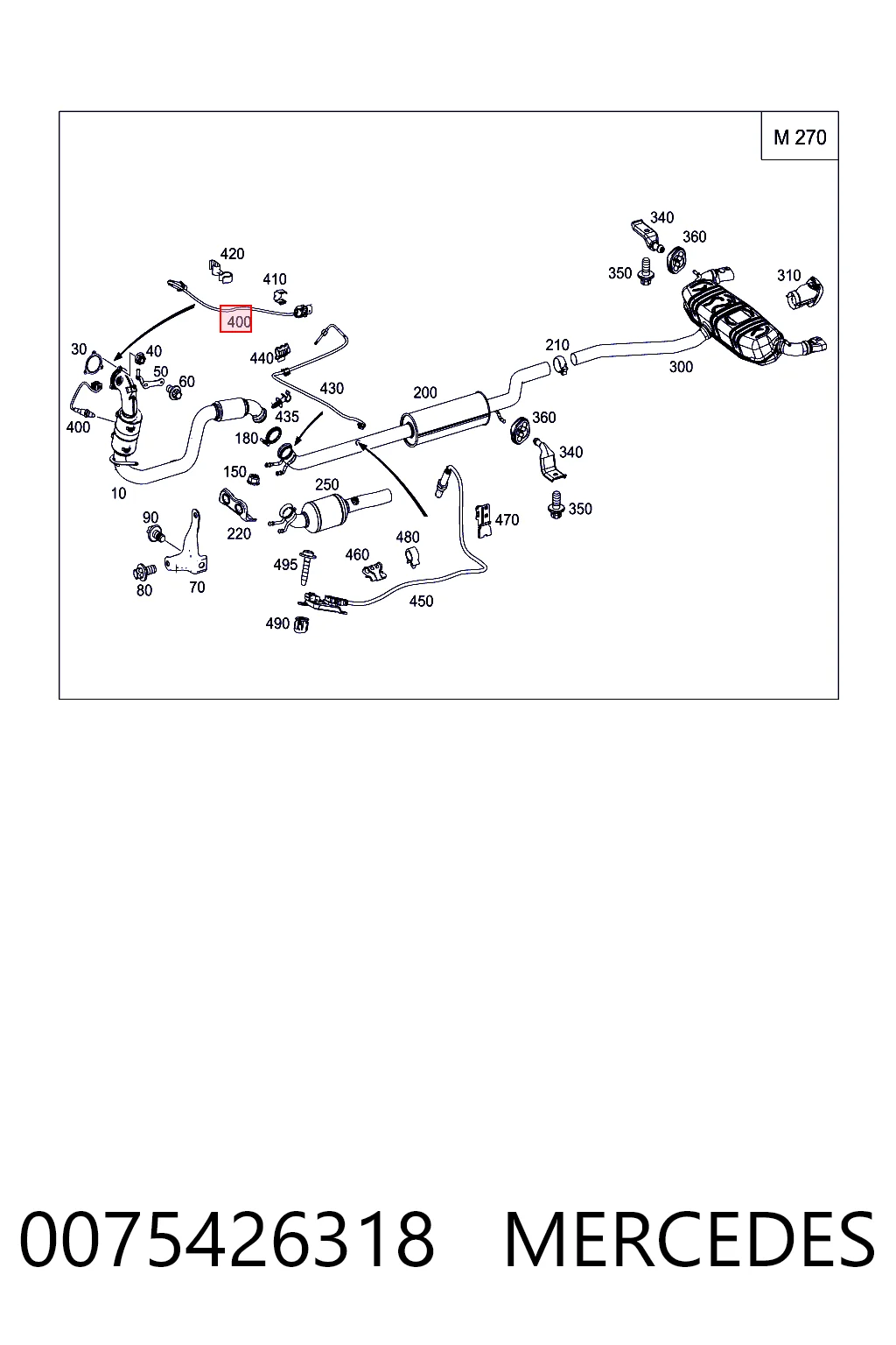 0075426318 Mercedes Sonda lambda, sensor de oxígeno después del catalizador izquierdo